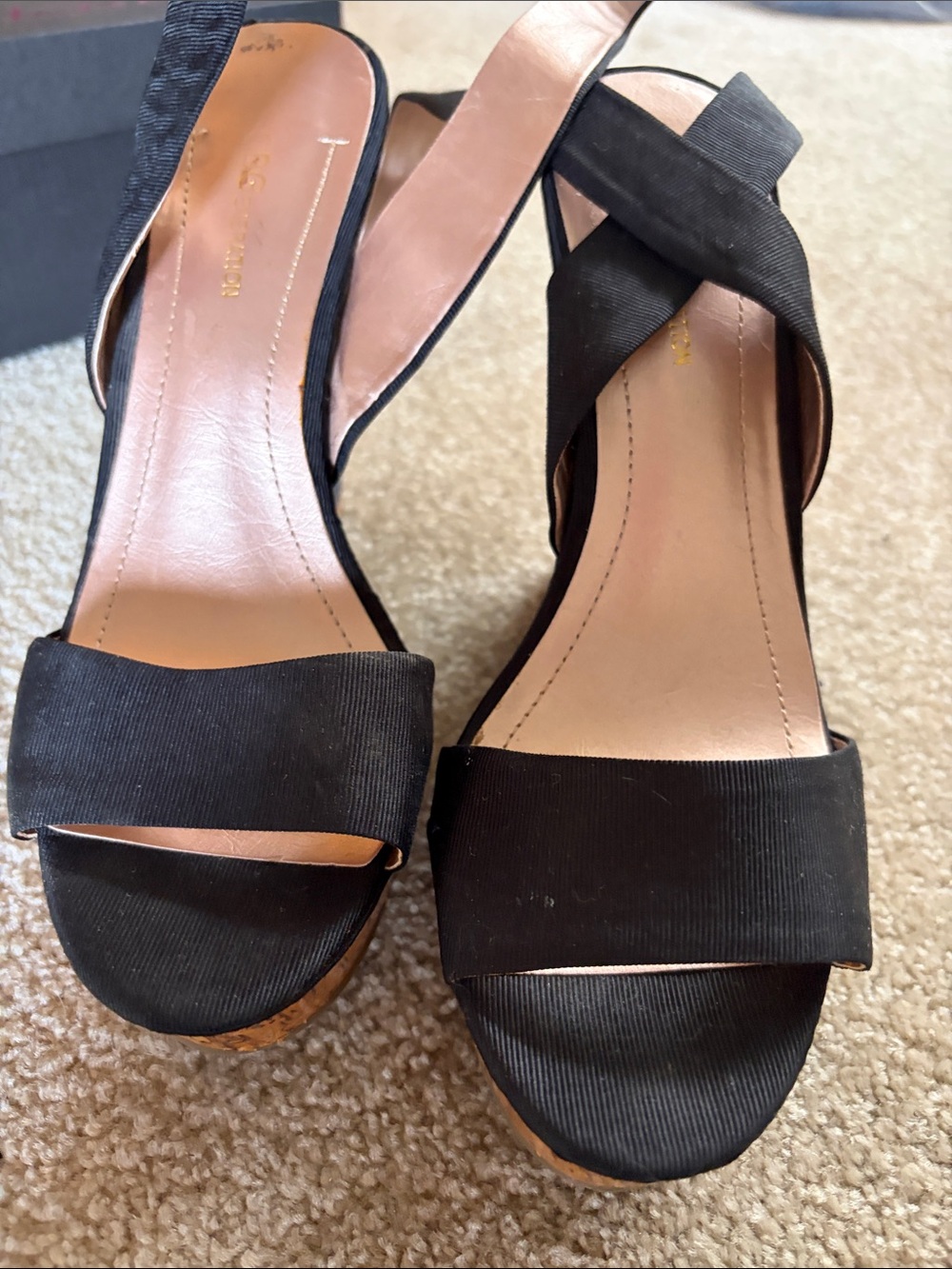 BCBGeneration Black Crisscross Open-Toe Sandals